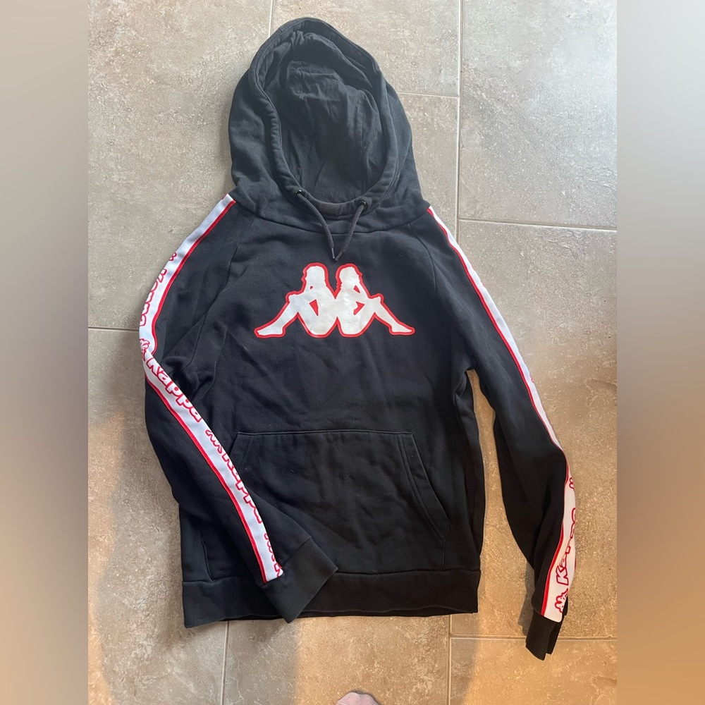 Kappa Black Hoodie with Red & White Logo Accent